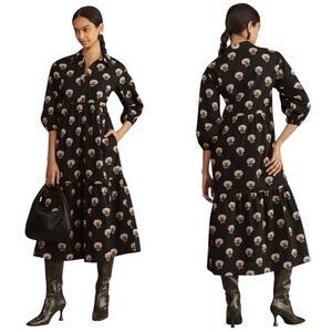MAEVE black floral print maxi dress, size L, NWOT